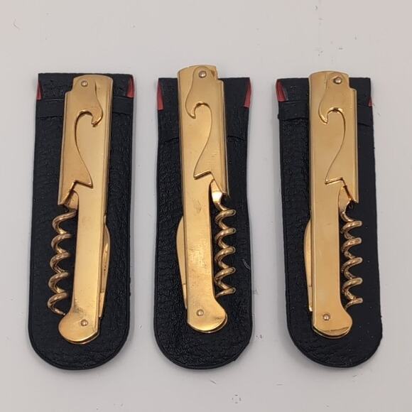 (3) Gold Plated Vintage E. Barry Wine Key Corkscrews w/ Original Cases – Italy - Picture 1 of 3